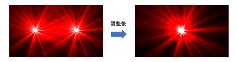 図2　瞳孔間距離調整ノブでの赤色光調整